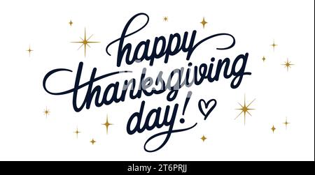 Giorno del Ringraziamento. Lettere a mano per le festività del giorno del Ringraziamento, grafica vintage, banner, poster, biglietti di auguri calligrafici per il giorno del Ringraziamento, cartolina per le festività del giorno del Ringraziamento. Illustrazione vettoriale Illustrazione Vettoriale