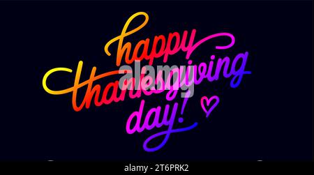 Giorno del Ringraziamento. Lettere a mano per le festività del giorno del Ringraziamento, grafica vintage, banner, poster, biglietti di auguri calligrafici per il giorno del Ringraziamento, cartolina per le festività del giorno del Ringraziamento. Illustrazione vettoriale Illustrazione Vettoriale