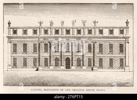 Incisione di Canons - casa a Little Stanmore, Middlesex, Inghilterra, costruita da James Brydges, duca di Chandos dal libro: "Greater London, volume 1" di Cassel and Company, Londra 1898. Foto Stock