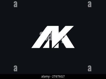 Lettera iniziale modello di disegno vettoriale logo AK, lettera astratta creativa disegno logo AK Illustrazione Vettoriale