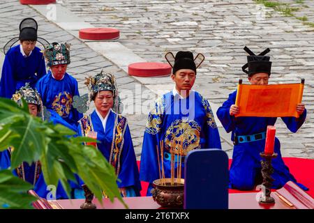 Cerimonia presso le Tombe Ming vicino a Pechino in Cina Foto Stock