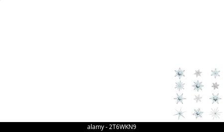 Set di fiocchi di neve 3D su sfondo bianco Illustrazione Vettoriale