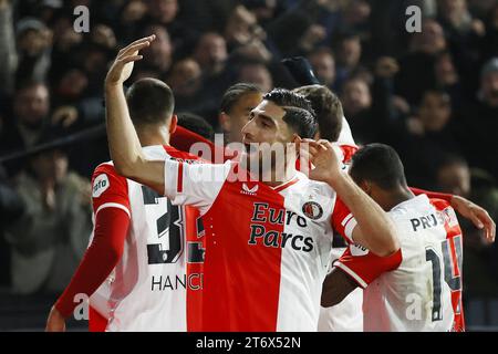 ROTTERDAM - Alireza Jahanbaksh di Feyenoord celebra il 1-0 durante la partita olandese Eredivisie tra Feyenoord e AZ Alkmaar al Feyenoord Stadium de Kuip il 12 novembre 2023 a Rotterdam, Paesi Bassi. ANP PIETER STAM DE JONGE Foto Stock