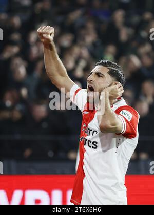 ROTTERDAM - Alireza Jahanbaksh di Feyenoord celebra il 1-0 durante la partita olandese Eredivisie tra Feyenoord e AZ Alkmaar al Feyenoord Stadium de Kuip il 12 novembre 2023 a Rotterdam, Paesi Bassi. ANP PIETER STAM DE JONGE Foto Stock