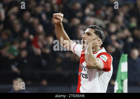 ROTTERDAM - Alireza Jahanbaksh di Feyenoord celebra il 1-0 durante la partita olandese Eredivisie tra Feyenoord e AZ Alkmaar al Feyenoord Stadium de Kuip il 12 novembre 2023 a Rotterdam, Paesi Bassi. ANP PIETER STAM DE JONGE Foto Stock