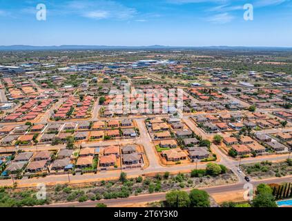 Vista aerea, Phakalane è un sobborgo del Botswana situato a pochi chilometri dalla capitale Gaborone, è un'area commerciale e residenziale, che è Foto Stock