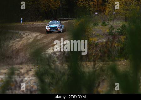 Boxberg/OL - Hunderte Besucher kommen zur 26. Lausitz Rallye 11.11.2023 Boxberg/Oberlausitz Fotograf: EHL Media/Tim Meyer im Bild: ERC-Fahrer Filip Mares CZ mit Beifahrer Radovan Bucha CZ im Skoda Fabia Rally2 Evo bei der Lausitz-Rallye 2023 am Wochenende sind erneut Hunderte Besucher in Die Region um Boxberg gekommen, um bei Rallye 2023. Die Internationale Lausitz-Rallye ist mit ihren einzigartigen Wertungsprüfungen im ehemaligen Tagebaugelände bei Teams und fans ein Höhepunkt im Rallye-Kalender. Es ist bereits die 26. Auflage des Rennens im sächsisch-brandenburgisch Foto Stock