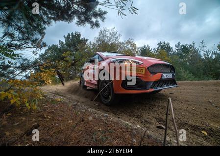 Boxberg/OL - Hunderte Besucher kommen zur 26. Lausitz Rallye 11.11.2023 Boxberg/Oberlausitz Fotograf: EHL Media/Tim Meyer im Bild: Max Smart ZAF e Cameron Fair GBR bei der Lausitz Rallye 2023 für FIA Rally Star. DAS globale Talenterkennungsprogramm FIA Rally Star feierte bei der Lausitz Rallye 2023 mit Fünf Fiesta Rally 3 Sein Debüt. AM Wochenende sind erneut Hunderte Besucher in Die Region um Boxberg gekommen, um bei der Lausitz Rallye 2023 dabei zu Sein. Die Internationale Lausitz-Rallye ist mit ihren einzigartigen Wertungsprüfungen im ehemaligen Tagebaugelände bei Teams und fans ein Höhep Foto Stock