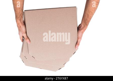 Pile box con vista dall'alto e pizza Foto Stock