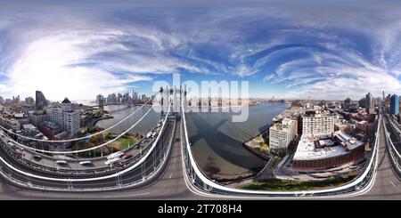 Visualizzazione panoramica a 360 gradi di Foto aerea del 360 Manhattan Bridge New York da Dumbo Brooklyn