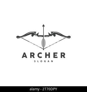 Logo Archer, vettore freccia con arco, design elegante e semplice minimalista, modello illustrativo con simbolo icona Illustrazione Vettoriale