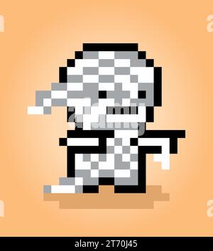 8 bit pixel mummy. ghost per le risorse di gioco e motivi di cucitura incrociata in illustrazioni vettoriali. Illustrazione Vettoriale