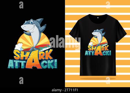 T-Shirt Vector Shark Attack Illustrazione Vettoriale