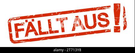 Indicatore in gomma vettoriale EPS colorato in rosso con testo annullato (testo in tedesco) Illustrazione Vettoriale