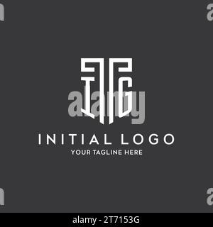 Nome iniziale del monogramma IG con icona della forma dello scudo grafico del vettore di progettazione Illustrazione Vettoriale