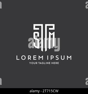 Nome iniziale del monogramma SM con icona di forma dello scudo grafico del vettore di progettazione Illustrazione Vettoriale