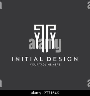 Nome iniziale del monogramma YY con icona della forma dello scudo grafico del vettore di progettazione Illustrazione Vettoriale