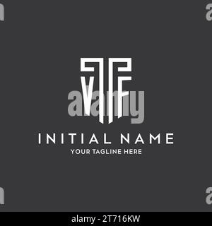 Nome iniziale del monogramma VF con icona della forma dello scudo grafico del vettore di progettazione Illustrazione Vettoriale