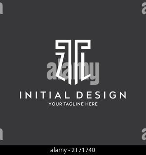 Nome iniziale del monogramma ZL con icona della forma dello scudo grafico del vettore di progettazione Illustrazione Vettoriale