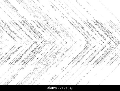 Linee tratteggiate frecce astratte sfondo con tecnologia grigia. Progettazione vettoriale del concetto di geometria Illustrazione Vettoriale
