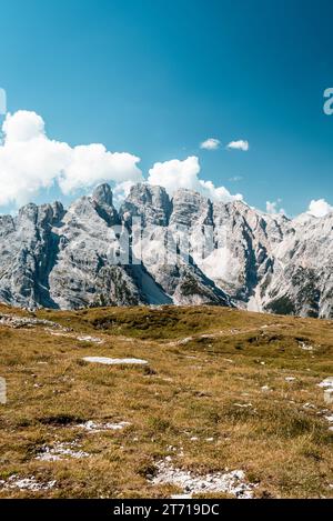 Vista del Monte cristallo dal Monte piana, Italia Foto Stock