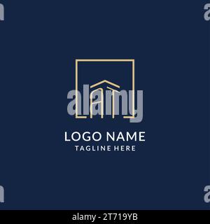Logo iniziale A Square Lines, grafica vettoriale di design moderno e di lusso del logo immobiliare Illustrazione Vettoriale