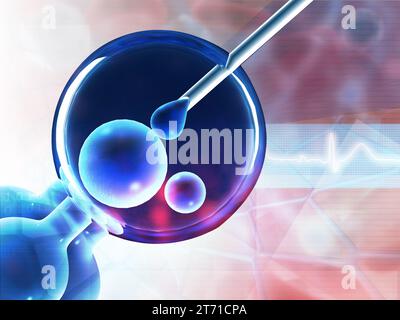 Fecondazione in vitro su sfondo medico. illustrazione 3d. Foto Stock