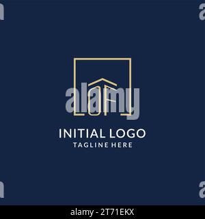 Iniziale DEL logo Square Lines, grafica vettoriale del design del logo immobiliare moderno e di lusso Illustrazione Vettoriale