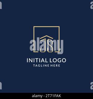 Logo JS Square Lines iniziale, logo immobiliare moderno e di lusso grafica vettoriale Illustrazione Vettoriale