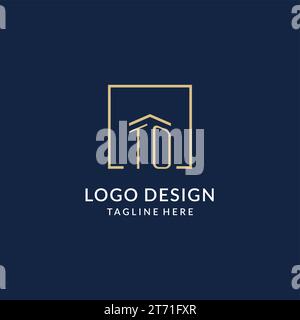 Logo CON linee quadrate, logo immobiliare moderno e di lusso grafica vettoriale Illustrazione Vettoriale