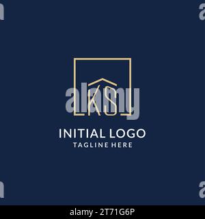 Logo iniziale KS Square Lines, logo immobiliare moderno e di lusso grafica vettoriale Illustrazione Vettoriale