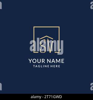 Logo SV a linee quadrate iniziali, logo immobiliare moderno e di lusso grafica vettoriale Illustrazione Vettoriale