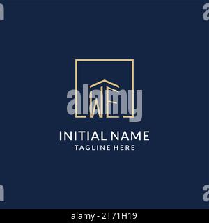 Logo WE Square Lines iniziale, logo immobiliare moderno e di lusso grafica vettoriale Illustrazione Vettoriale
