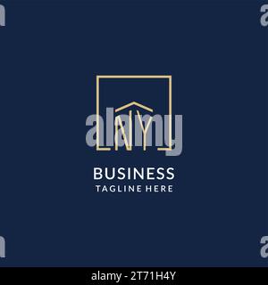 Logo iniziale NY Square Lines, logo immobiliare moderno e di lusso grafica vettoriale Illustrazione Vettoriale
