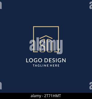 Logo iniziale SO Square Lines, logo immobiliare moderno e di lusso grafica vettoriale Illustrazione Vettoriale