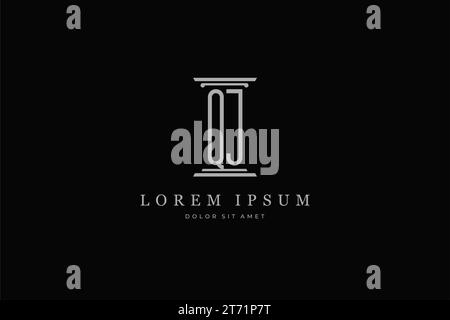 Logo pilastro icona lettera QJ . Ideale per l'identità dei servizi legali, legali e legali Illustrazione Vettoriale