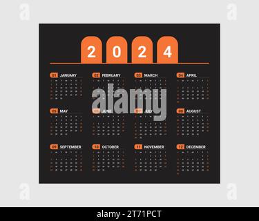 File vettoriale del modello di design del set aziendale del calendario da tavolo Illustrazione Vettoriale