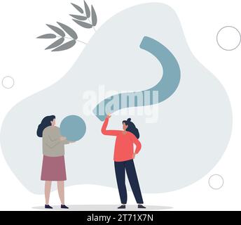 Risoluzione dei problemi, domande o soluzioni per difficoltà, lavoro di squadra per risolvere problemi o risposte, confusione o concetto di brainstorming. Illustrazione Vettoriale