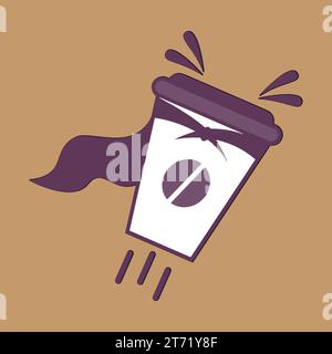 Caffè. Caffettiera italiana con testo tutto ciò di cui hai bisogno è il caffè. Banner per caffè, ristorante, menu, tema Coffee Dreams. icona della tazza nello stile di linea. Illustrazione Vettoriale