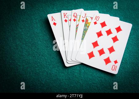 Dettaglio di Poker Royal Flush; dettaglio di Poker Royal Flush Foto Stock