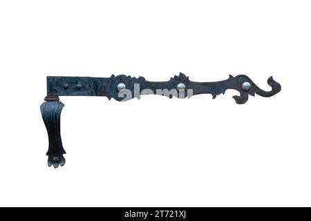 vecchia cerniera in metallo isolata su sfondo bianco Foto Stock