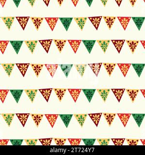 Motivo vettoriale natalizio messicano Cinco de Mayo per il compleanno. Sfondo natalizio etnico latino Illustrazione Vettoriale