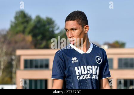 Swansea, Galles. 11 novembre 2023. Trialista del Millwall durante l'Under 18 Professional Development League match tra Swansea City e Millwall alla Swansea City Academy di Swansea, Galles, Regno Unito, l'11 novembre 2023. Crediti: Duncan Thomas/Majestic Media. Foto Stock