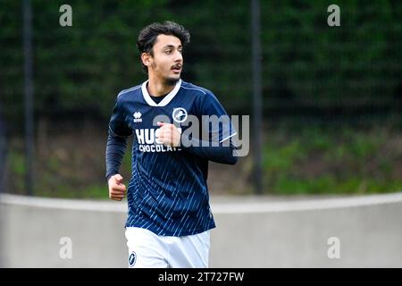 Swansea, Galles. 11 novembre 2023. Elias Mansor del Millwall durante l'Under 18 Professional Development League match tra Swansea City e Millwall alla Swansea City Academy di Swansea, Galles, Regno Unito, l'11 novembre 2023. Crediti: Duncan Thomas/Majestic Media. Foto Stock