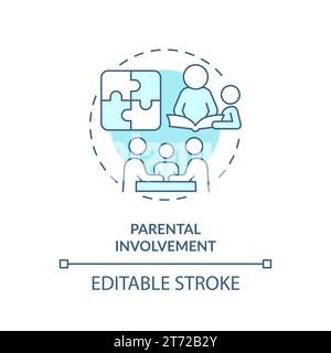 Icona blu sottile concetto di coinvolgimento dei genitori Illustrazione Vettoriale