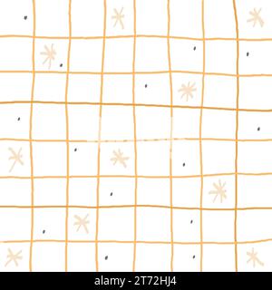 Motivo natalizio disegnato a mano con motivo Vector Snowy semplice. Gli assegni Doodle Cottagecore con carta da parati invernale Homestead Farmhouse. Il nuovo anno squilla G Illustrazione Vettoriale