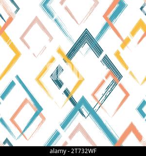 Ripetizione geometrica astratta senza giunture. Ripetizione dello sfondo della linea geometrica per le stampe di progetto. Forme di tratti di pennello ripetuti. Struttura acquerello. Ripetere Illustrazione Vettoriale
