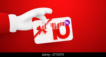 Sconto del 10%. Composizione dello sconto con Babbo Natale. Buon Natale e felice anno nuovo. Illustrazione vettoriale. Illustrazione Vettoriale