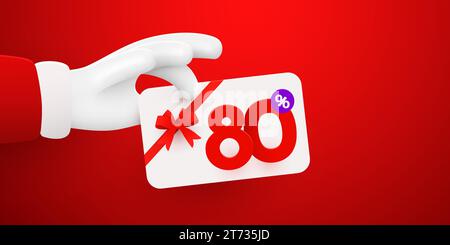 Sconto del 80%. Composizione dello sconto con Babbo Natale. Buon Natale e felice anno nuovo. Illustrazione vettoriale. Illustrazione Vettoriale