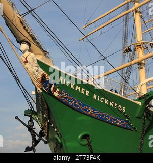 Figura della nave a vela Rickmer Rickmers ad Amburgo, Germania. 17 agosto 2018. Foto Stock